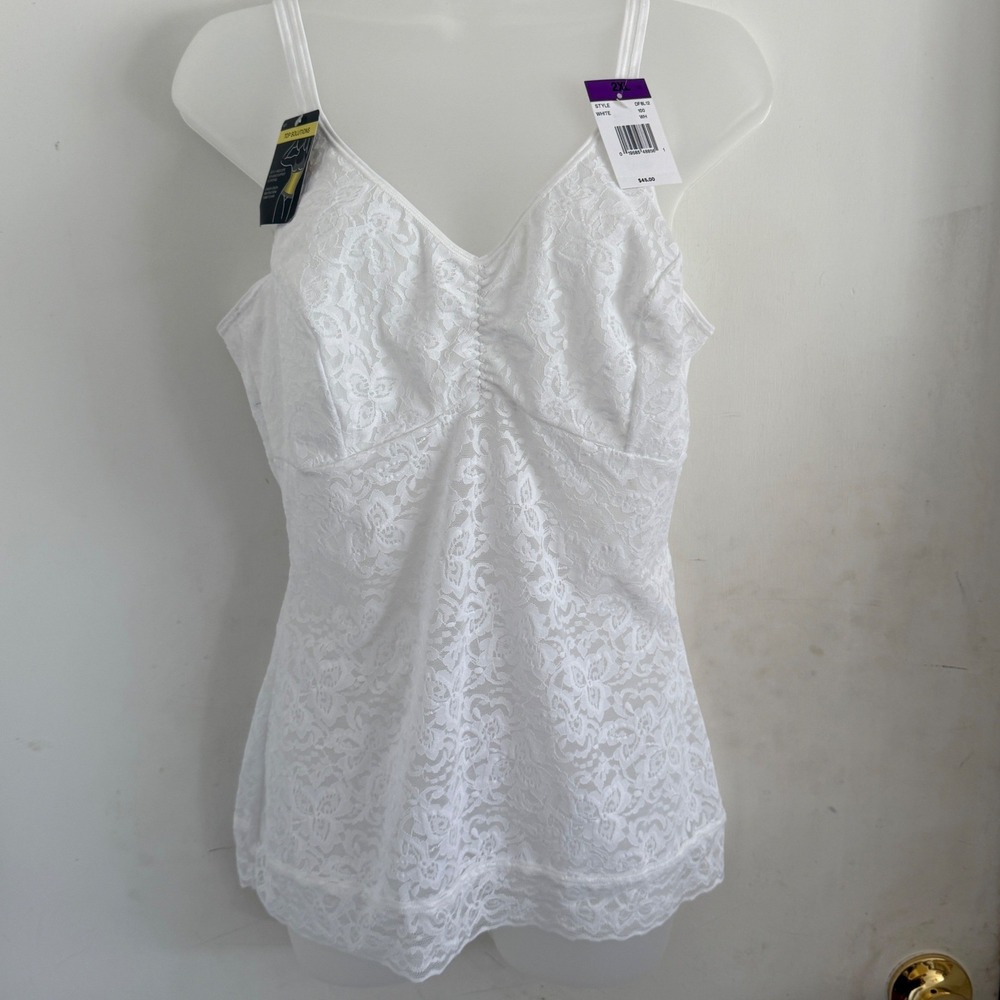 Bali Top Solution White Lace Semi Sheer Camisole 2XL Coquette Bridal Lingerie